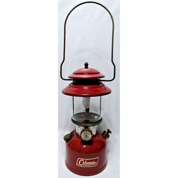 Vtg Coleman Red Camp Lantern 200A Single Mantle 10/68 Sunshine Of The Night WORK - Picture 1 of 13